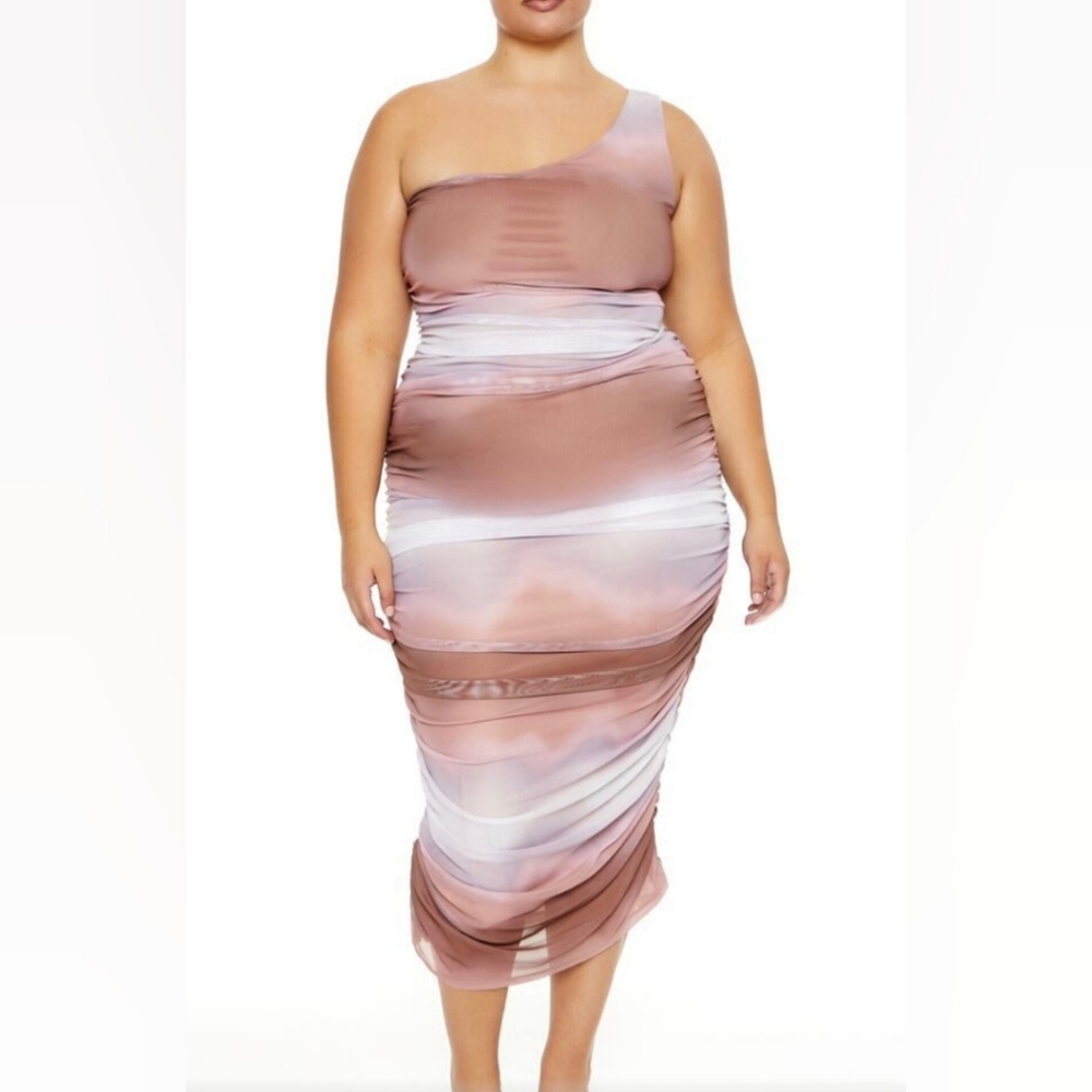 NWT Forever21+ Plus Size Cloud Wash Maxi Dress Size 1X⛅️🤎